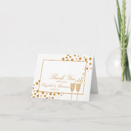 Cartão De Agradecimento Bolhas de Champanhe Dourado Obrigado Casamento