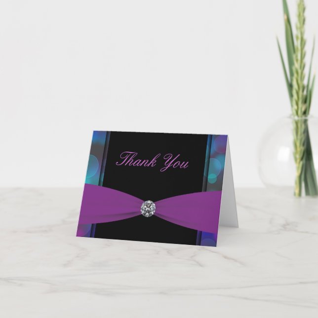 Cartão De Agradecimento Bolhas Rosa Quente Preta Púrpura Rosa Quente Rosa  (Frente)