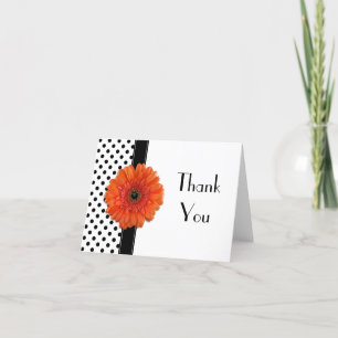 Cartão De Agradecimento Bolinhas Orange Daisy Chá de casamento Obrigado