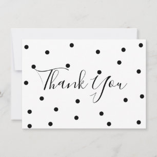 Cartão De Agradecimento Bolinhas Preto e Branco Obrigado