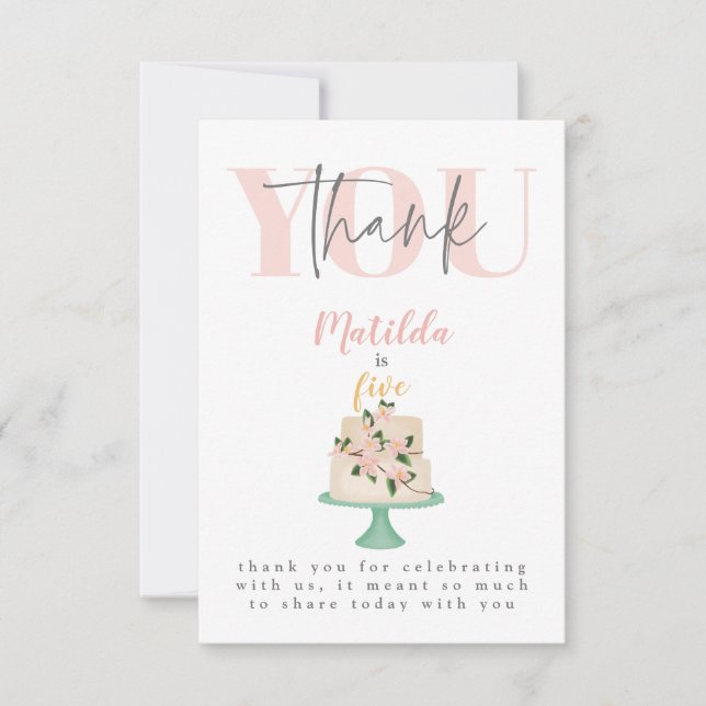 Cartão De Agradecimento bolo de aniversário comemorativo editável (Frente)