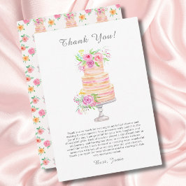 Cartão De Agradecimento Bolo de Camadas para Chás de Noiva com Rosas em Aq
