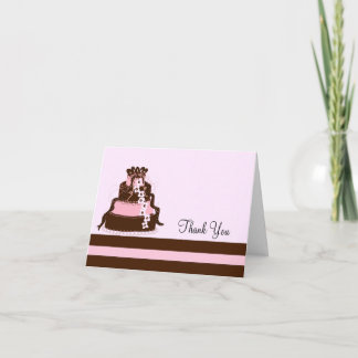 Cartão De Agradecimento Bolo Elegante de Rosa e Chocolate