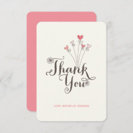 Cartão De Agradecimento Bolo Rosa Doce e Divertido Menina das Flores 1º An