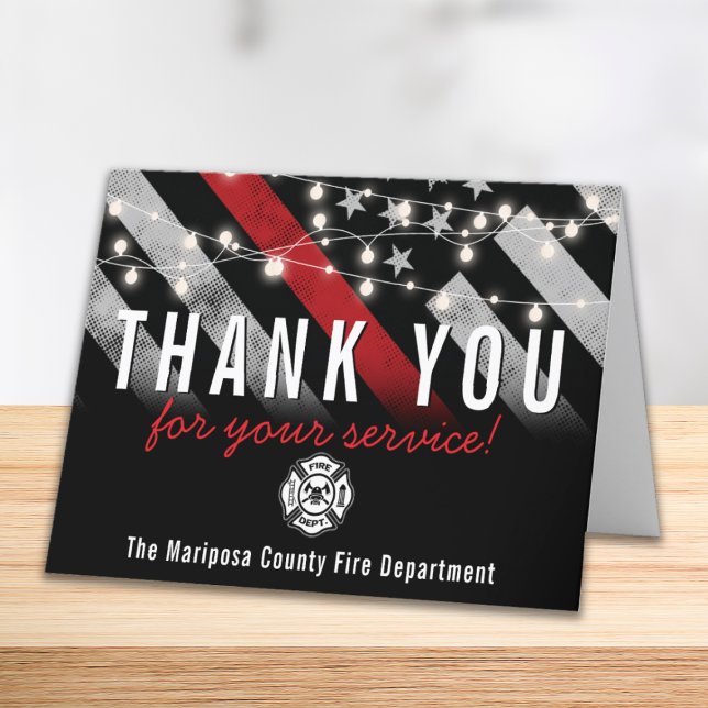 Cartão De Agradecimento Bombeiro primeiro a responder pelo serviço de bomb (Say thank you with this thank you card that is perfect for firefighters or fire department employees)