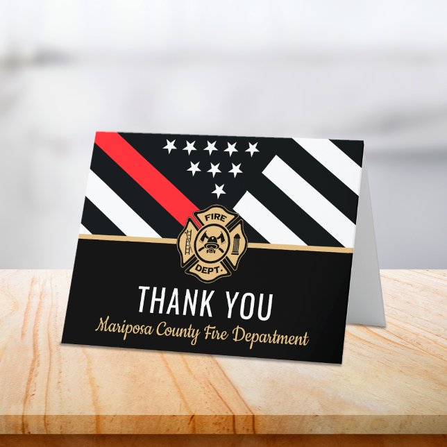 Cartão De Agradecimento Bombeiro Sinalizador Primeiro-Responsável (Firefighter Flag First Responder Fire Department Thank You Card)