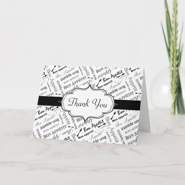 Cartão De Agradecimento Bon Appetit Festa Jante Francesa Muito Obrigado (Frente)