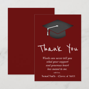 Cartão De Agradecimento Boné de caligrafia e graduação de Tassel