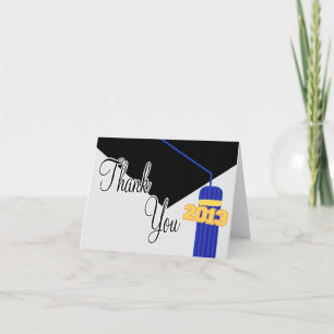 Cartão De Agradecimento boné de formatura 2013 E Tassel Obrigado (Azul)