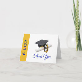 Cartão De Agradecimento Boné de formatura Azul e Amarelo e Tassel