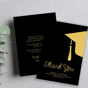 Cartão De Agradecimento Boné de formatura de script simples personalizado