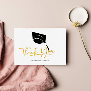 Cartão De Agradecimento boné de formatura e Tassel Faux Dourado