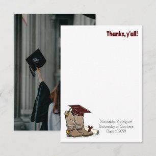 Cartão De Agradecimento Boné de formatura Maroon e Boot Cowboy