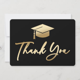 Cartão De Agradecimento Boné de formatura preto e Dourado