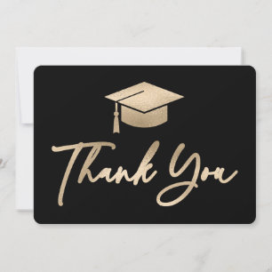 Cartão De Agradecimento Boné de formatura preto e dourado