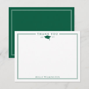 Cartão De Agradecimento Boné Elegante e graduação verde de Tassel Hunter