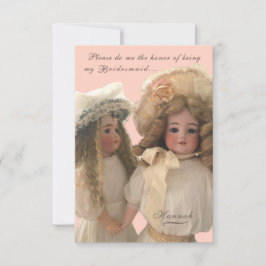 Cartão De Agradecimento Bonecas Antigas 'Be My Bridesmaid' Card