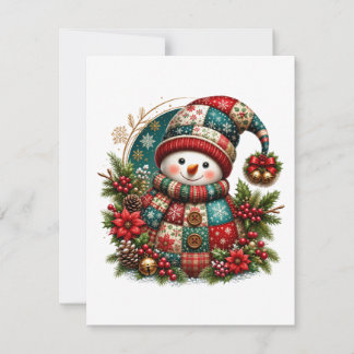 Cartão De Agradecimento Boneco de Neve de Patchwork de Natal