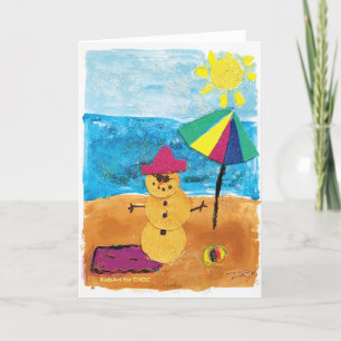 Cartão De Agradecimento Boneco de Neve de Verão - Arte Infantil para o CHO