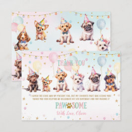 Cartão De Agradecimento Bonita Adorável Cachorro Cachorro Festa de anivers