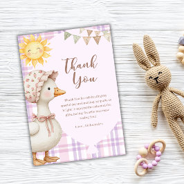 Cartão De Agradecimento Bonita Bobo Ganso Rapariga Aniversária