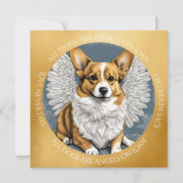 Cartão De Agradecimento Bonita e Dourada Simpatia por Anjo Corgi (Frente)