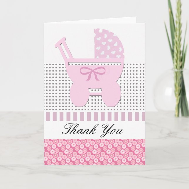 Cartão De Agradecimento Bonitinha Rosa, Carruagem de vintagem (Frente)