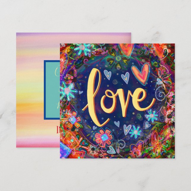 Cartão De Agradecimento Bonito Brincadeira Branca Colorida com Amor (Frente/Verso)