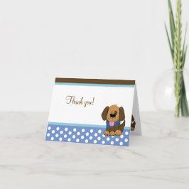 Cartão De Agradecimento Bonito Cachorro Castanho Dobrado Obrigado Nota