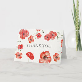 Cartão De Agradecimento Bonito casamento floral do Papa Vermelho Obrigado