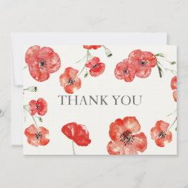 Cartão De Agradecimento Bonito casamento floral do Papa Vermelho Obrigado