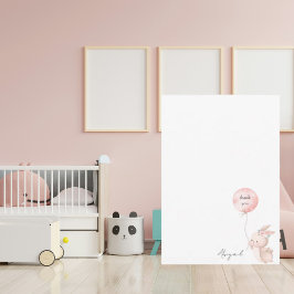 Cartão De Agradecimento Bonito Chá de fraldas de Nome do Script Bunny Blus