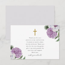 Bonito Confirmação Floral Roxa Obrigado