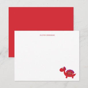 Cartão De Agradecimento Bonito Dinossauro Vermelho obrigado-te
