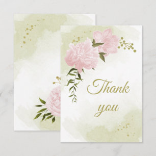 Cartão De Agradecimento bonito flores cor-de-rosa verde botânico