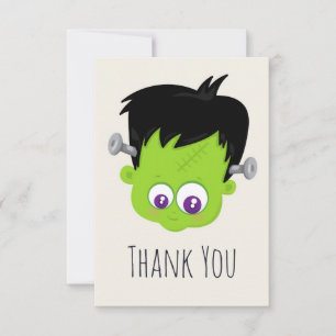 Cartão De Agradecimento Bonito monstro verde Frankenstein no Halloween