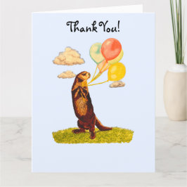 Cartão De Agradecimento Bonito Otter com balões coloridos