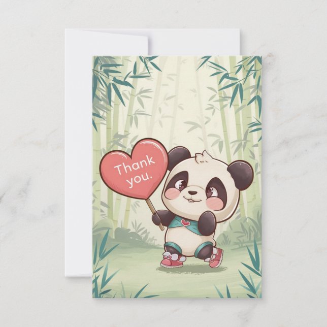 Cartão De Agradecimento Bonito Panda Simples (Frente)