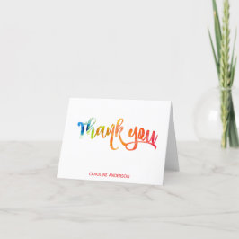 Cartão De Agradecimento Bonito Pastéis Aquarela, personalizar (rosa)