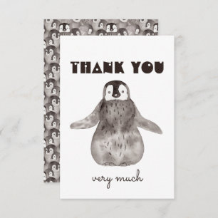 Cartão De Agradecimento Bonito Pinguim Bebê Obrigado 
