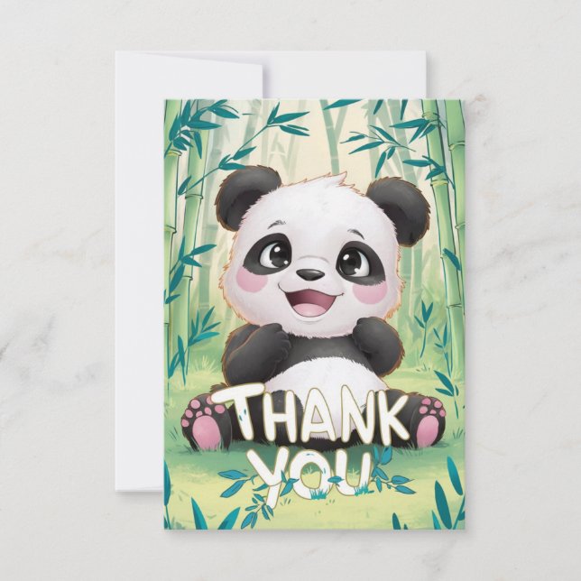 Cartão De Agradecimento Bonito saudação Panda (Frente)
