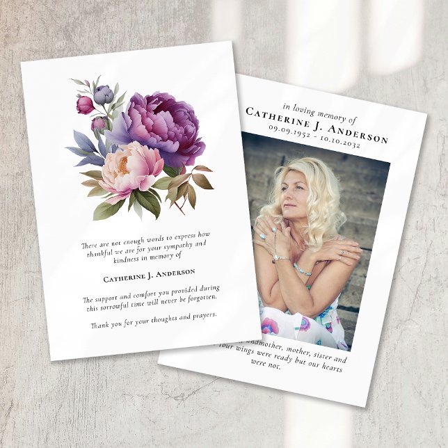 Cartão De Agradecimento Bonito Simpatia Fotográfica Floral Memorial Funera (Criador carregado)