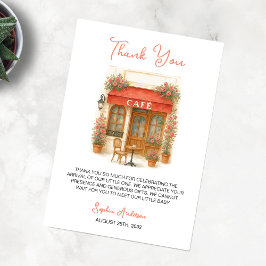 Cartão De Agradecimento Bonjour Bebe Paris French Café Chá de fraldas