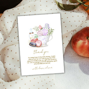 Cartão De Agradecimento Bonjour Floral Macarons milk Tea Chá de fraldas