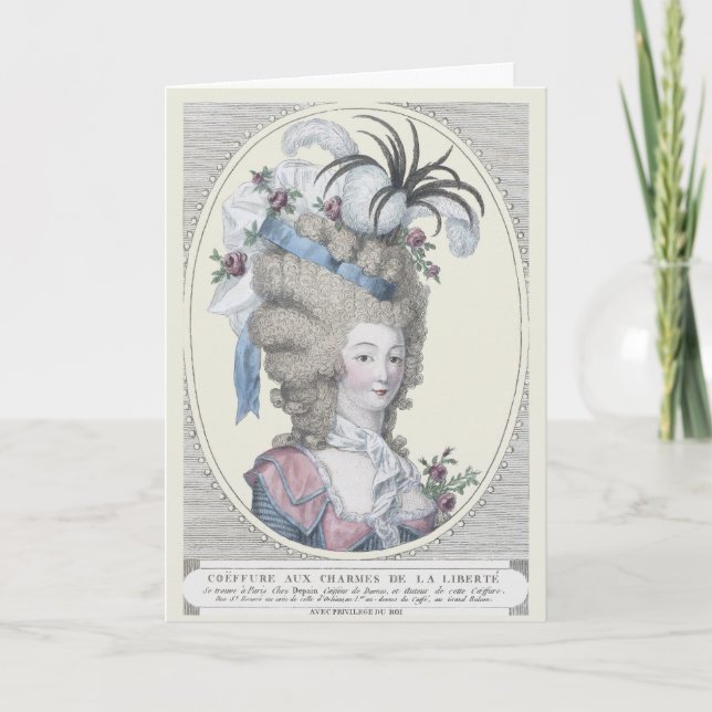 Cartão De Agradecimento Bonjour Hello Elegant Marie Antoinette Portrait Po (Frente)