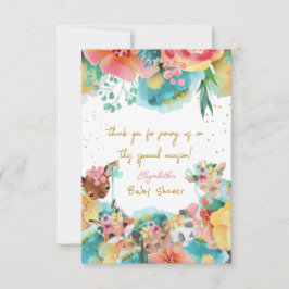 Cartão De Agradecimento Bons Animais Flores Bloom Chá