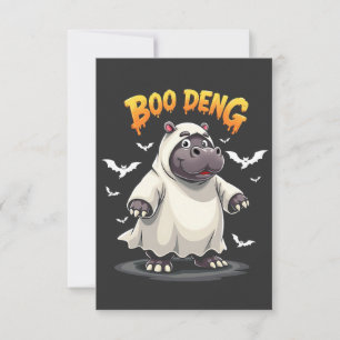 Cartão De Agradecimento Boo Deng Ghost Baby Pygmy Hippo Moo Deng Halloween