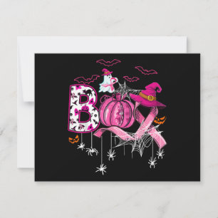 Cartão De Agradecimento Boo Halloween Bompkin Pink Ribbon Witast Can