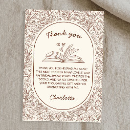 Cartão De Agradecimento Book Club Theme Floral Brown Bridal Shower
