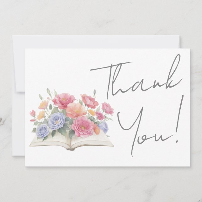 Cartão De Agradecimento Book Floral Thank You (Frente)